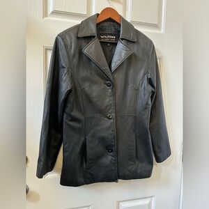 Wilsons Black 100% Leather 4-Button Career Casual Coat/Jacket Women's Size M